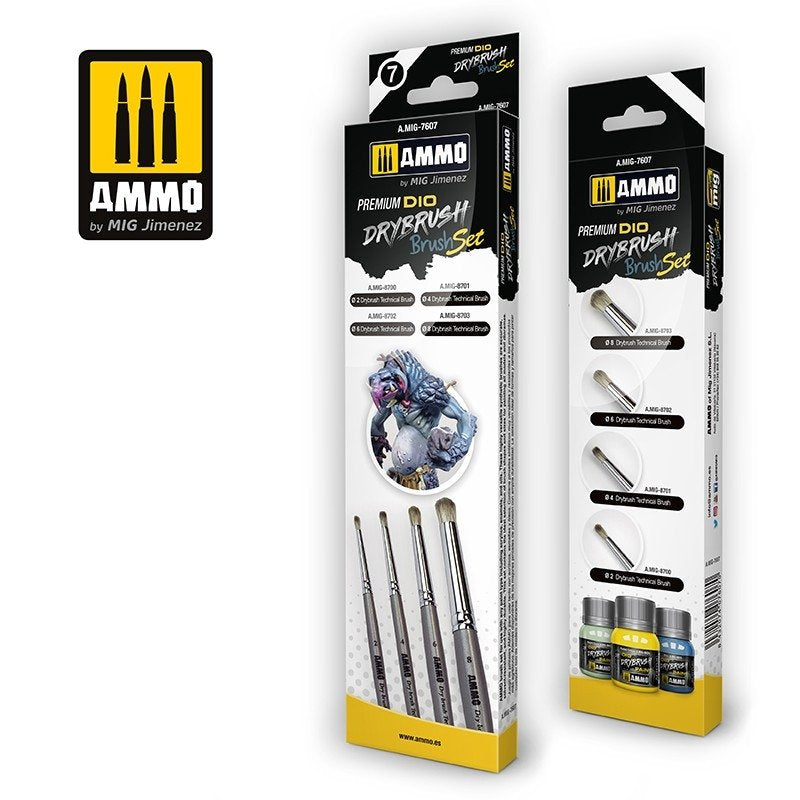 Munitions de Mig Jimenez 7607 Premium Dio Ensemble de brosses à sec