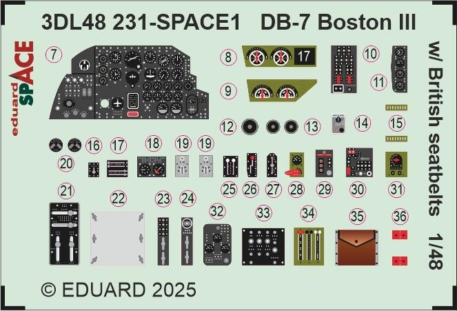Eduard 3DL48231 DB-7 Boston III avec ceintures de sécurité britanniques SPACE HK Models 1/48 – image 3