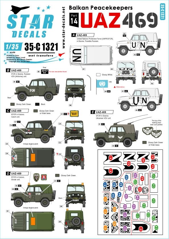 Décalcomanies étoiles 35-C1321 UAZ-469 1/35