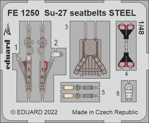 Ceintures de sécurité Eduard FE1250 Su-27 en acier Great Wall Hobby 1/48