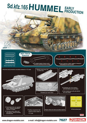 Dragon 7627 Sd.Kfz. 165 Char Hummel, première production avec chenilles NEO, échelle 1/72