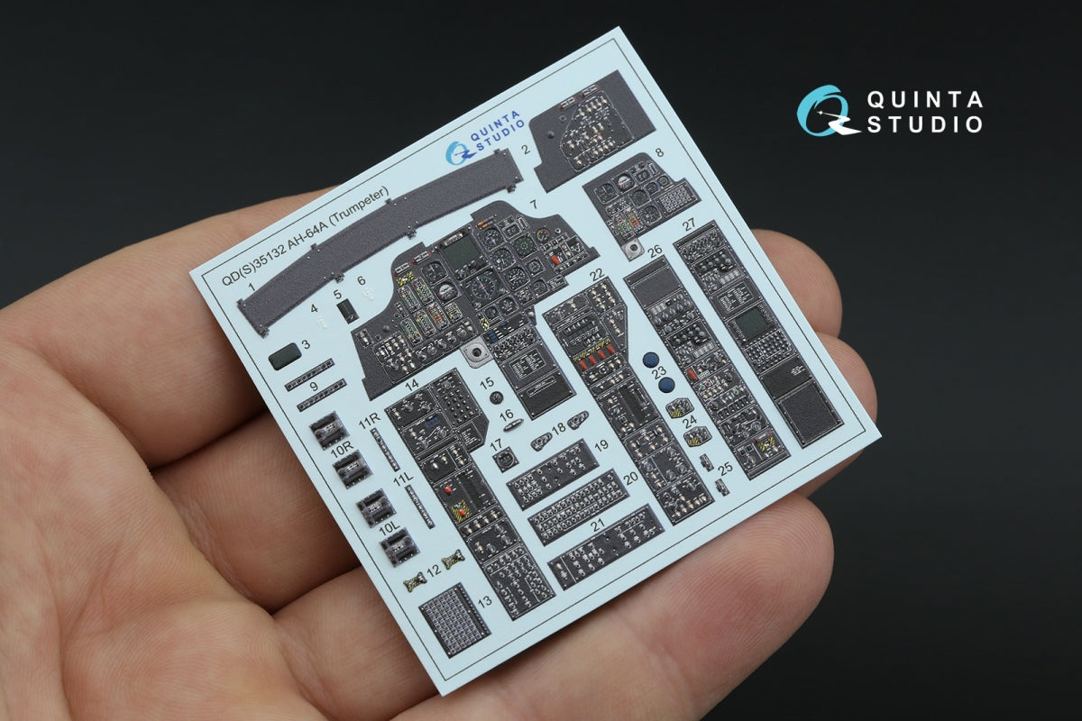 Intérieur coloré imprimé en 3D sur papier décalcomanie Quinta Studio QDS-35132 AH-64A (Trumpeter) (Petite version) 1/35 – immagine 3