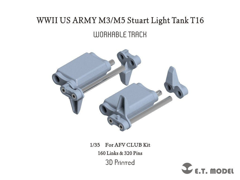 Maquette ET Model P35-038 Char léger M3/M5 Stuart de l'armée américaine (Seconde Guerre mondiale), chenilles fonctionnelles T16 (impression 3D), échelle 1/35