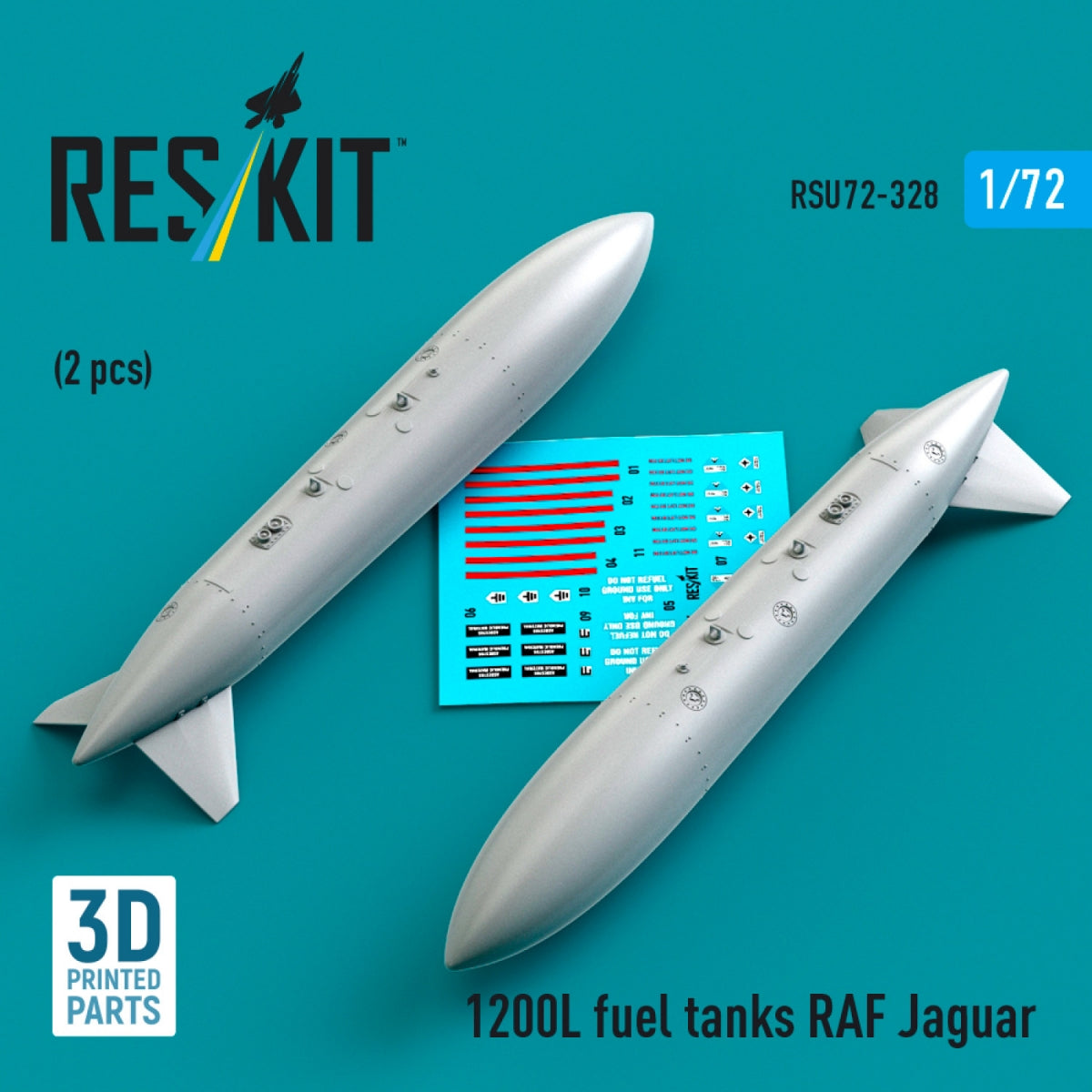 RESKIT RSU72-0328 1200 L fuel tanks RAF Jaguar (2 pcs) (3D Printed) 1/72