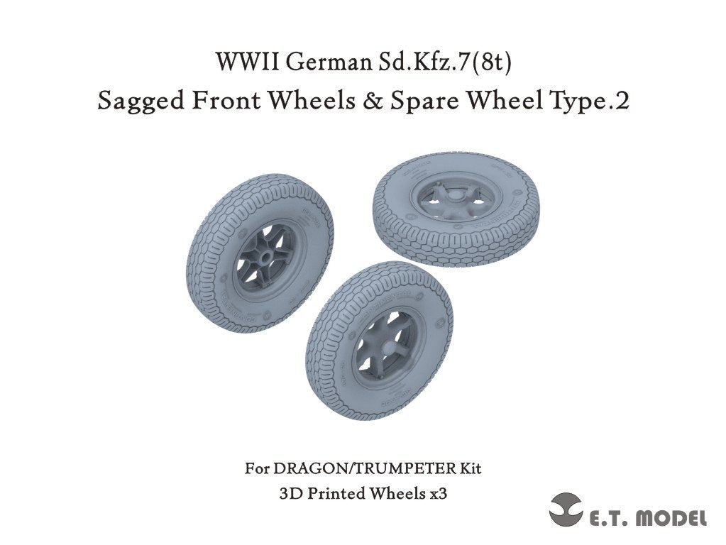 ET Model P35-133 WWII German Sd.Kfz.7(8t) Sagged Front Wheels &amp; Spare Wheel Type.2 for Dragon / Trumpeter kit 1/35