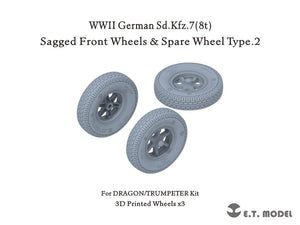ET Model P35-133 Sd.Kfz.7(8t) allemand de la Seconde Guerre mondiale, roues avant affaissées et roue de secours type 2 pour maquette Dragon/Trumpeter au 1/35
