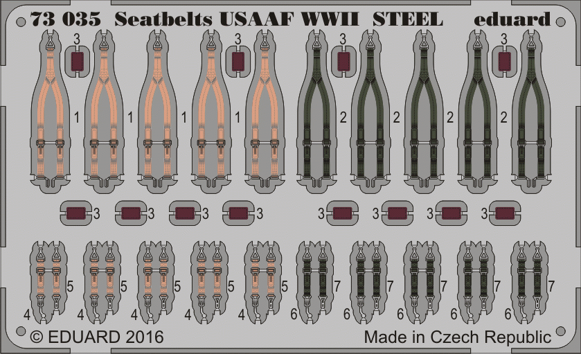 Ceintures de sécurité Eduard 73035 USAAF Seconde Guerre mondiale Acier 1/72