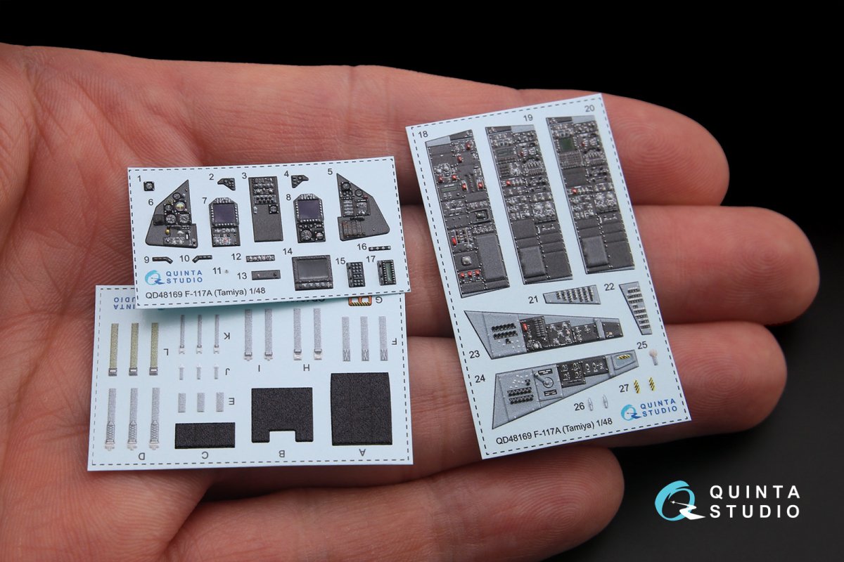 Intérieur imprimé en 3D et coloré sur papier décalcomanie Quinta Studio QD48169 F-117A (pour maquette Tamiya) 1/48 – image 2