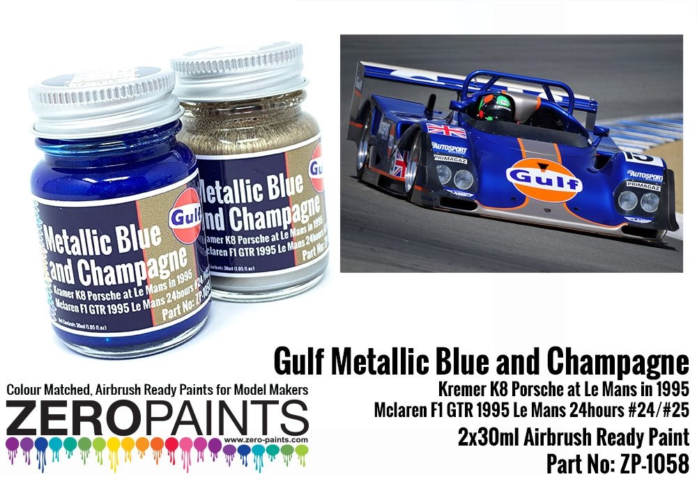 Coffret de peinture Zero Paints ZP-1058 Bleu métallisé Gulf et Champagne (2 x 30 ml)