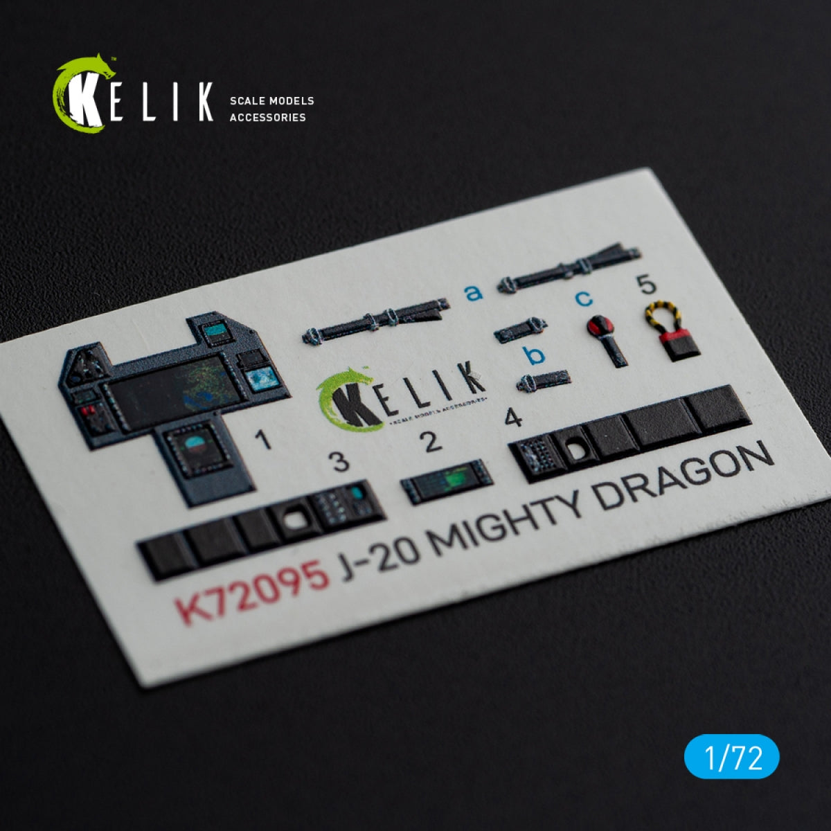 KELIK K72095 J-20 Mighty Dragon - décalcomanies 3D intérieures pour maquette Dream Model au 1/72 