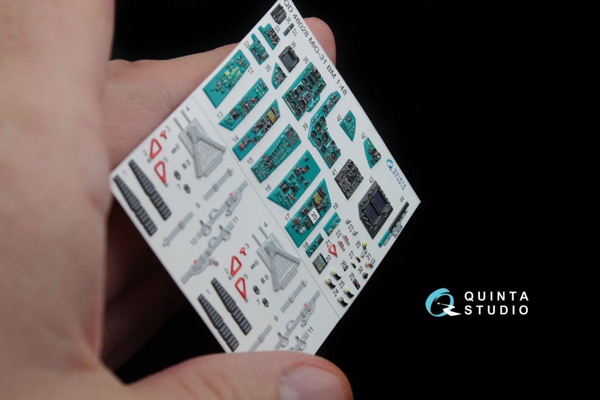 Intérieur imprimé en 3D et coloré sur papier décalcomanie Quinta Studio QD48028 MiG-31BM (pour kit AMK) 1/48 – Bild 6