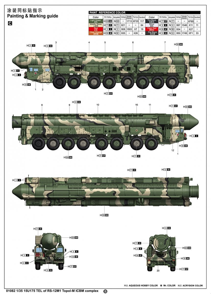 Trompette 01082 15U175 TEL du complexe RS-12M1 Topol-M ICBM 1/35 – image 26