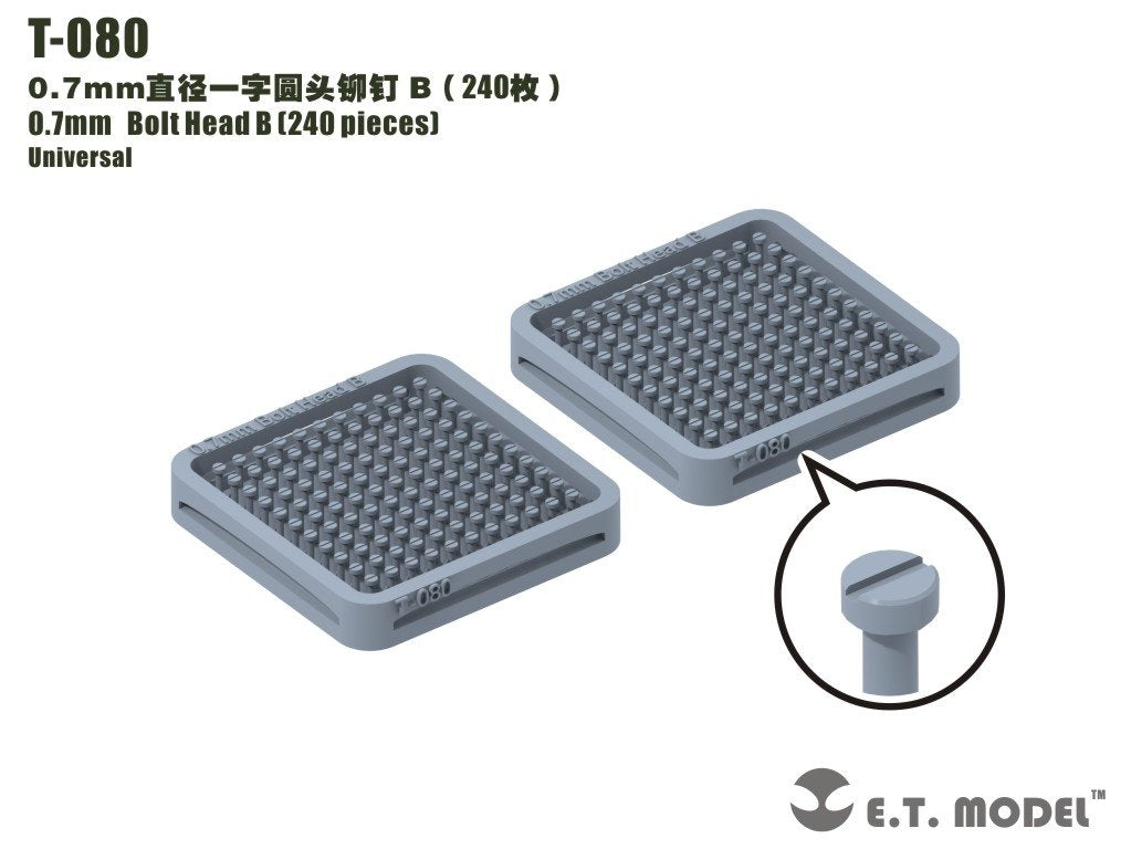 Rivets ET Modèle T-080 Tête de boulon 0,7 mm B (240 pièces)