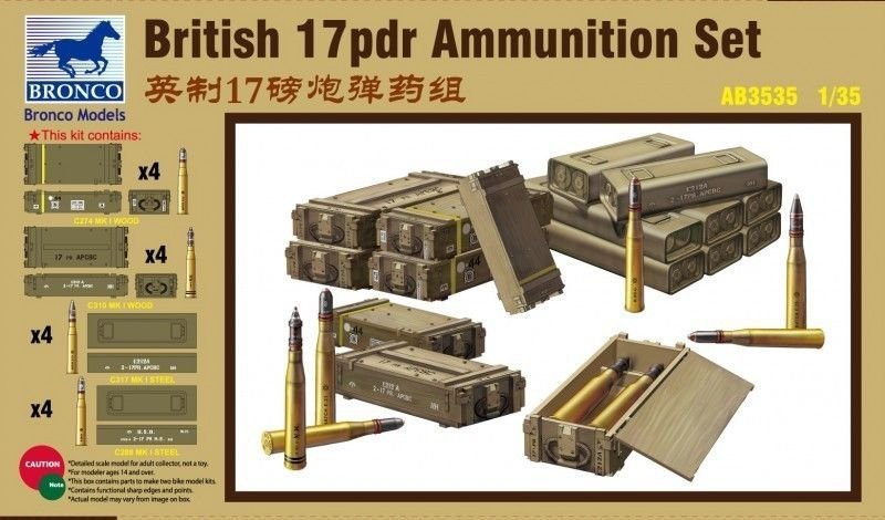 Bronco AB3535 Coffret de munitions britanniques pour canon de 17 livres, échelle 1/35