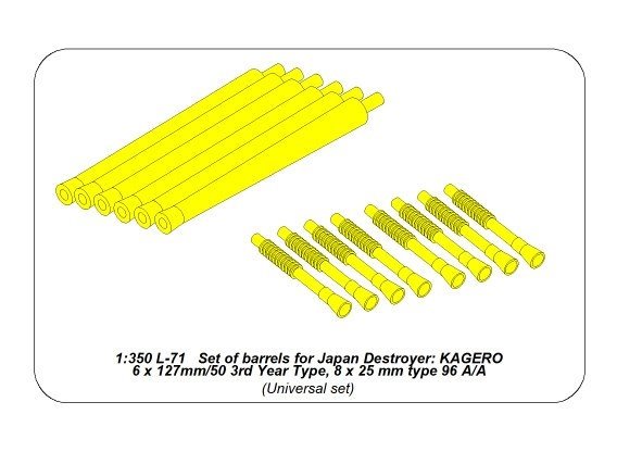 Ensemble de canons Aber 350L-71 pour Kagero 1/350 – immagine 2