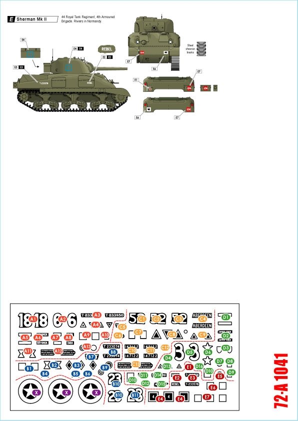 Star Decals 72-A1041 Shermans britanniques. Spécial 75e anniversaire du Débarquement. Sherman Mk I / Mk II / Mk III / Mk I Hybride 1/72  – imagen 2