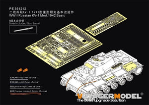 Maquette Voyager PE351212 KV-1 russe Mod.1942 version de base B (Seconde Guerre mondiale) avec canon (pour RFM 5041) 1/35
