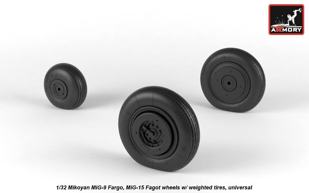 Armory Models AW32013 Roues Mikoyan MiG-9 Fargo / MiG-15 Fagot (première version) avec pneus lestés 1/32