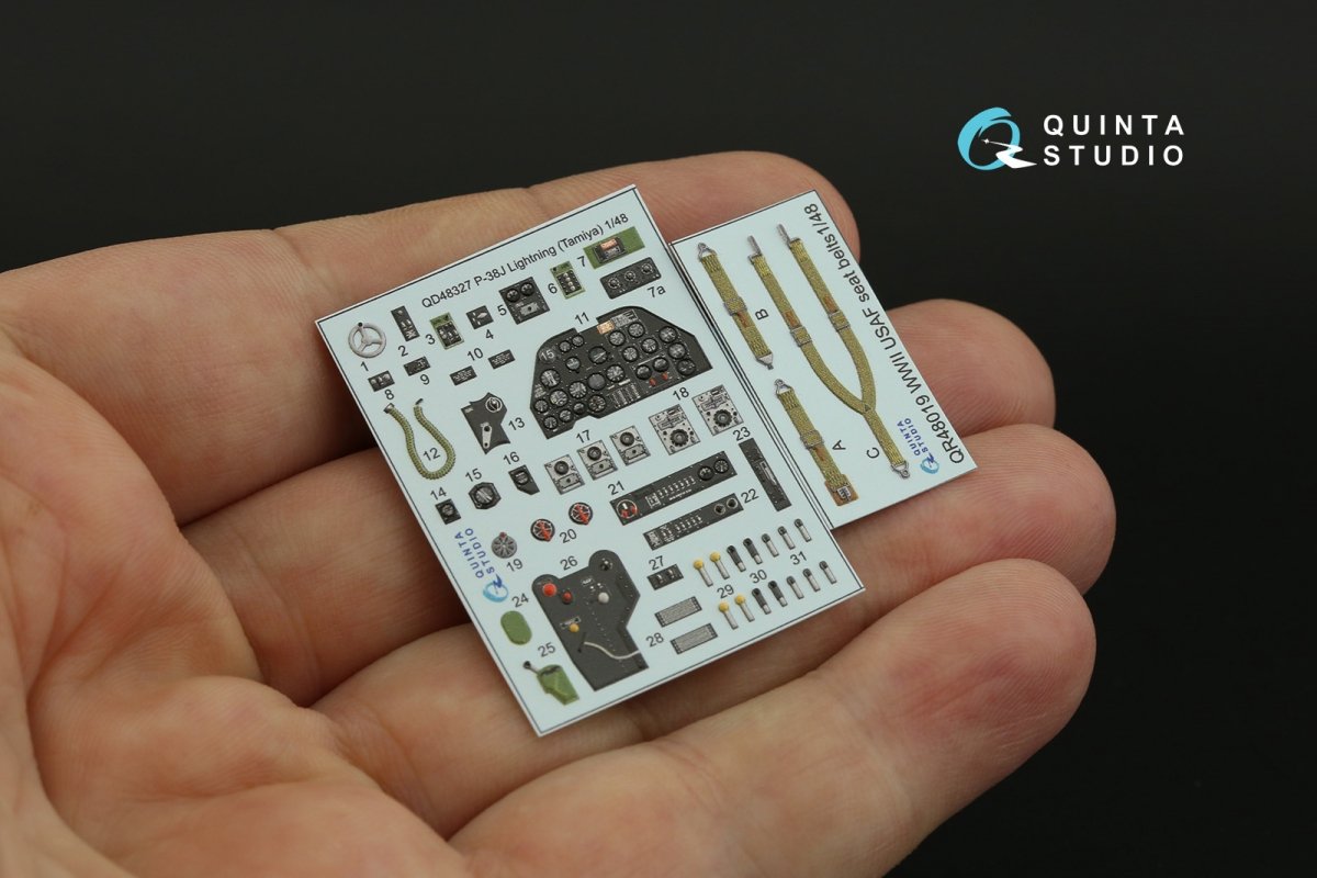 Intérieur imprimé en 3D et coloré sur papier décalcomanie Quinta Studio QD48327 P-38J (Tamiya) 1/48 – image 3