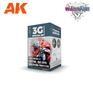 Coffret de couleurs AK Interactive AK1073 Wargame. Argent métallisé non. 4 x 17 ml