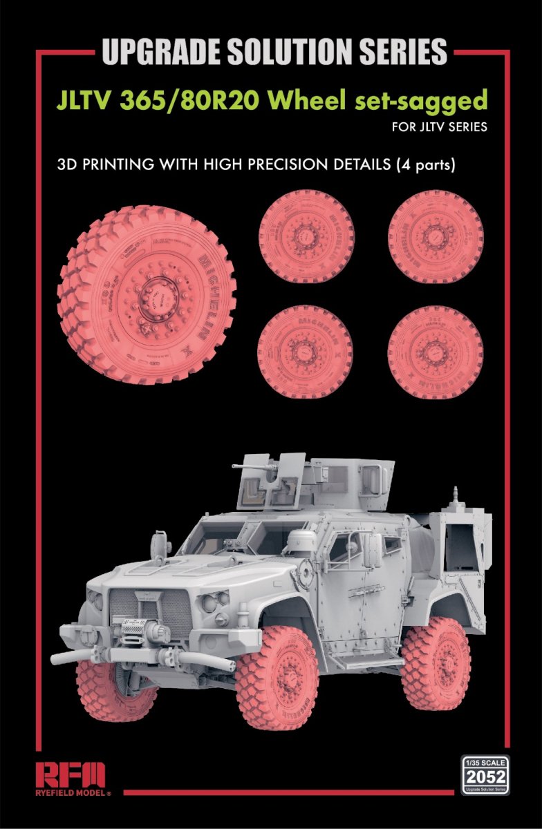 Jeu de roues affaissées pour JLTV 1/35, modèle Rye Field 2052, impression 3D 