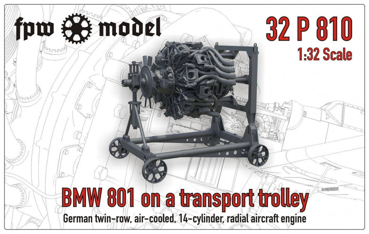 FPW Modèle 32P810 BMW 801 (Complet) sur un chariot de transport 1/32