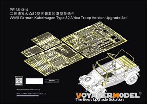 Kit de mise à niveau Voyager Model PE351314 pour Kubelwagen Type 82 (version troupes d&amp;#39;Afrique) de la Seconde Guerre mondiale, compatible avec le modèle MENG VS-015 au 1/35.