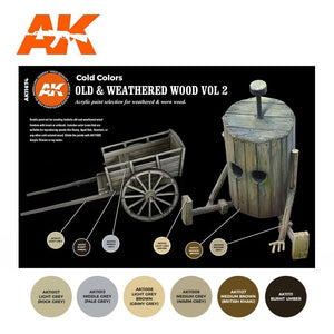 AK Interactive AK11674 3G OLD &amp;amp; WEATHERED WOOD VOL. 2 6x17 ml – immagine 2