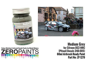 Peinture gris moyen Zero Paints ZP-1279 pour Citroën DS3 WRC (autocollants pour murs de stands 24D-005) 60 ml