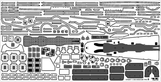 Pontos 37034FB USS BB-63 Missouri 1945 Ensemble de détails avancés pour maquette Hobbyboss (pont en bois teinté bleu 20B) 1/350 – image 26