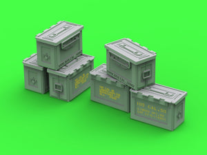 Boîtes de munitions Master GM-35-068 M2 pour fusil Browning M2 .50 - Utilisées pendant la Seconde Guerre mondiale (6 pièces) - FERMÉES 1/35