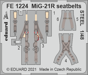Ceintures de sécurité Eduard FE1224 MiG-21R en acier, échelle 1/48