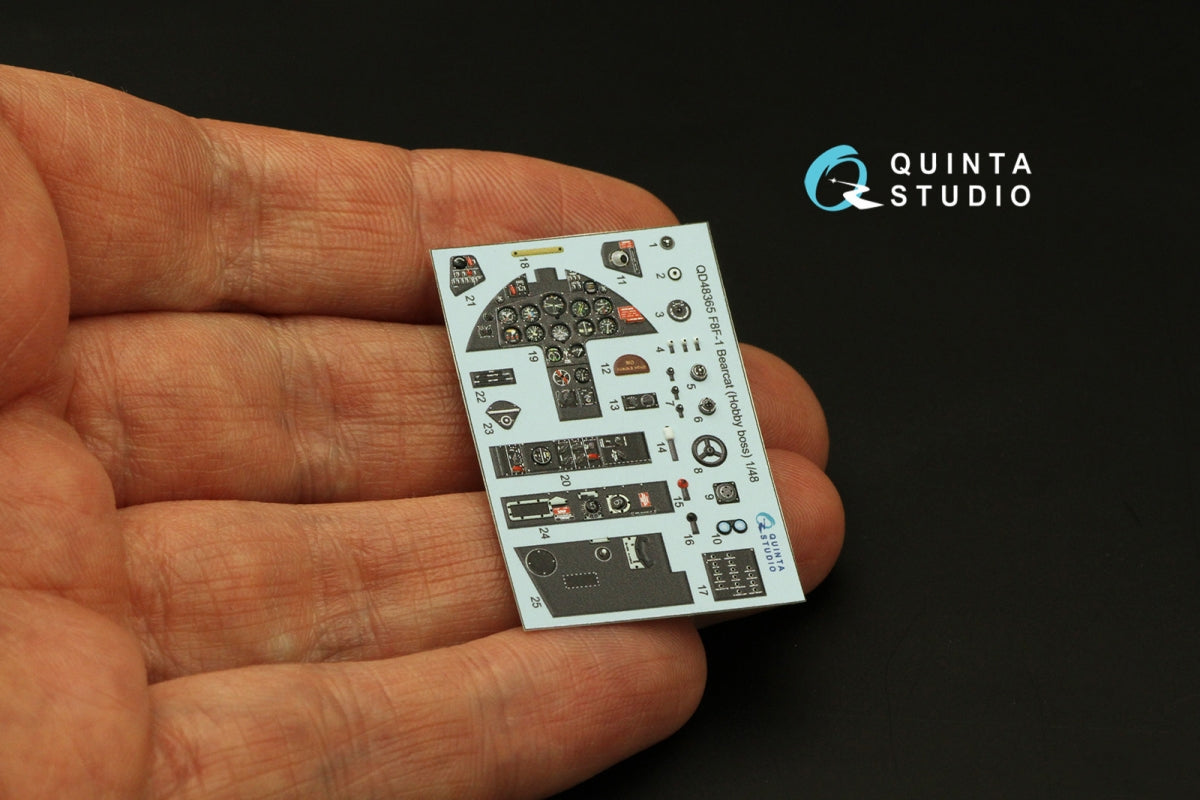 Intérieur imprimé en 3D et coloré sur papier décalcomanie Quinta Studio QD48365 F8F-1 Bearcat (Hobby Boss) 1/48 – image 4