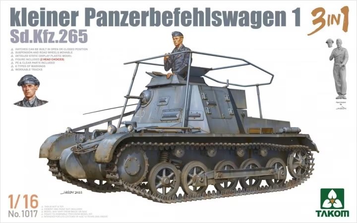 Takom 1017 Sd.Kfz.265 Kleiner Panzerbefehlswagen I 3 en 1 1/16
