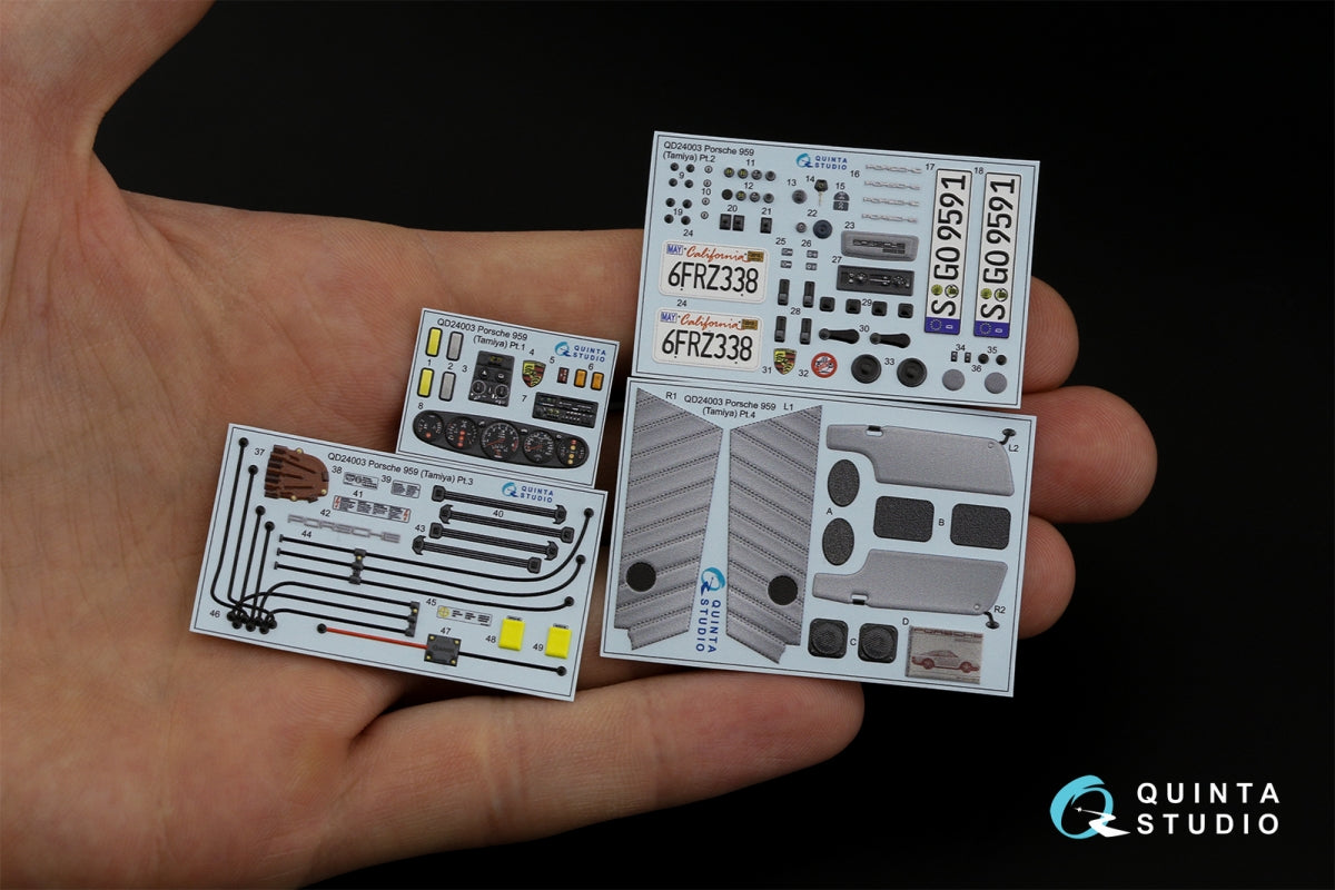 Intérieur imprimé en 3D et coloré sur papier décalcomanie Quinta Studio QD24003 Porsche 959 (Tamiya) 1/24 – imagen 4