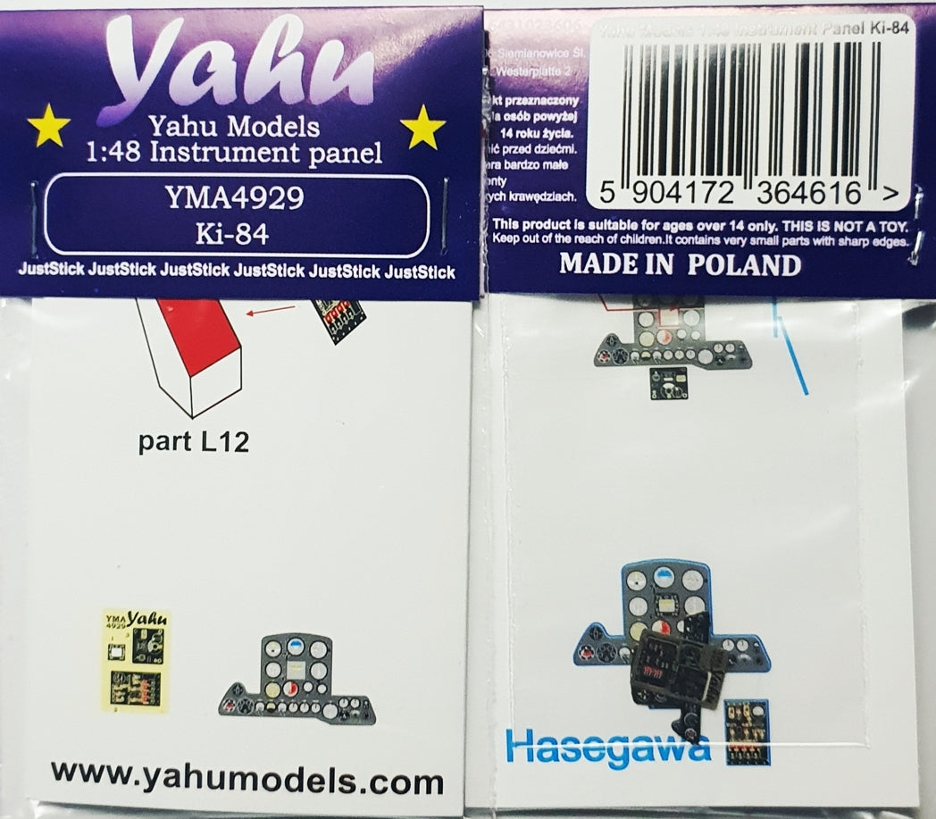 Yahu YMA4929 Ki-84 Tableau de bord Hasegawa 1/48