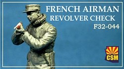 Figurine Copper State Models F32-044 : Aviateur français vérifiant son revolver, échelle 1/32