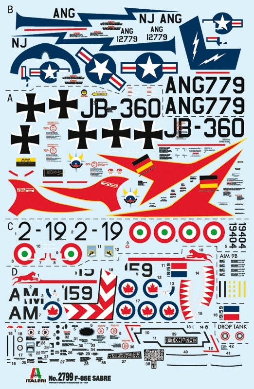 Italeri 2799 F-86E SABER (PLANCHE DE DÉCALCOMANIES SUPER) 1/48 – immagine 2