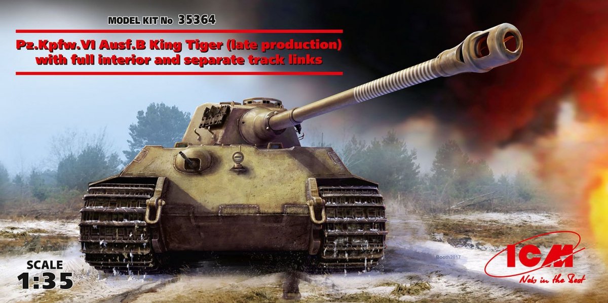 ICM 35364 Pz.Kpfw. VI Ausf. B King Tiger (production tardive) intérieur complet et chenilles séparées 1/35