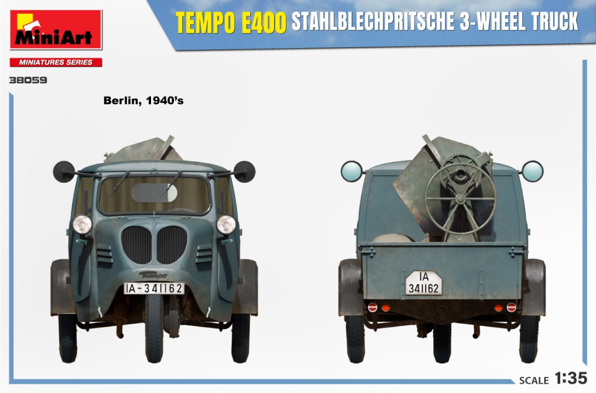 MiniArt 38059 TEMPO E400 STAHLBLECHPRITSCHE CAMION 3 ROUES 1/35 – imagen 4