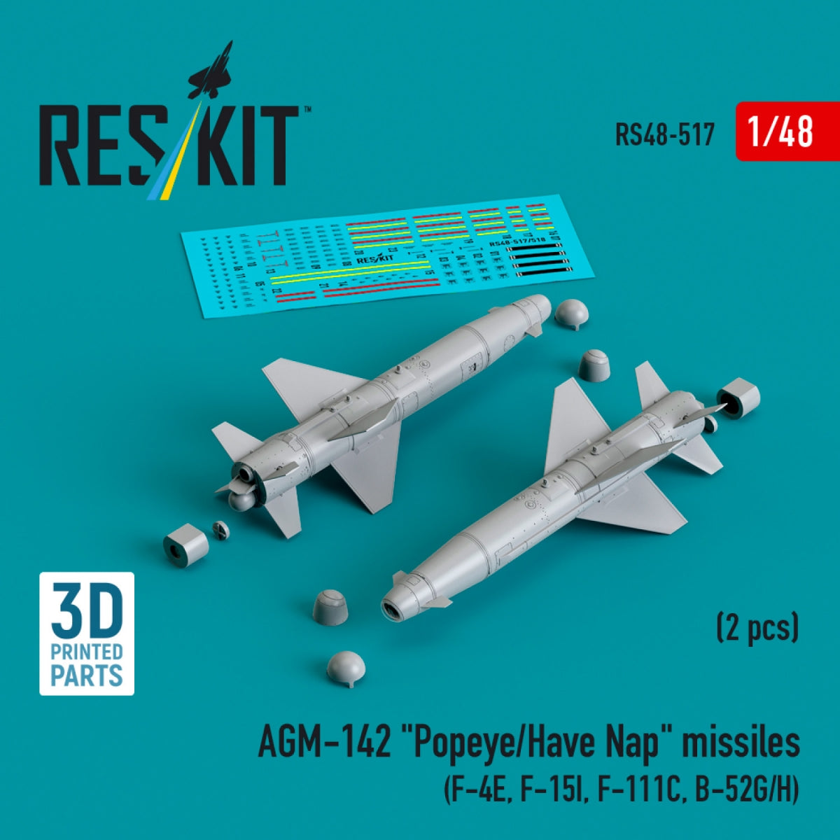 Missiles RESKIT RS48-0517 AGM-142 « Popeye/Have Nap » (2 pièces) (Impression 3D) 1/48