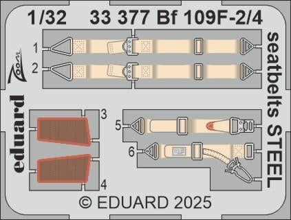 Ceintures de sécurité Eduard 33377 Bf 109F-2/4, STEEL HOBBY 2000, HASEGAWA 1/32