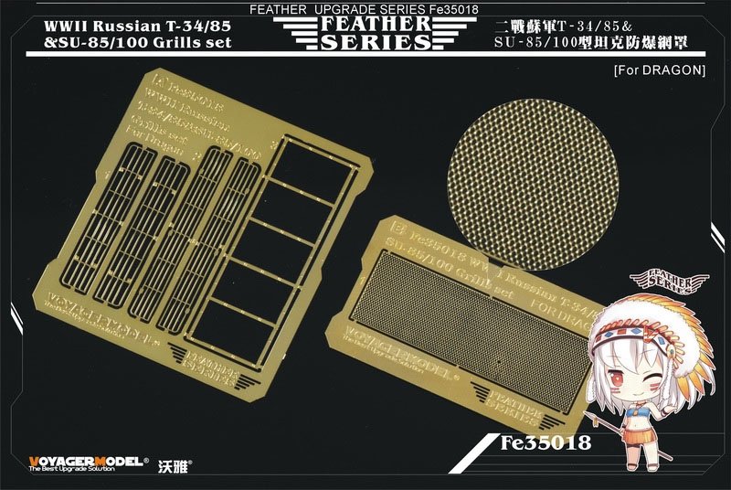 Ensemble de grilles Voyager Model FE35018 pour chars russes T-34/85 et SU-85/100 de la Seconde Guerre mondiale (pour Dragon) à l'échelle 1/35