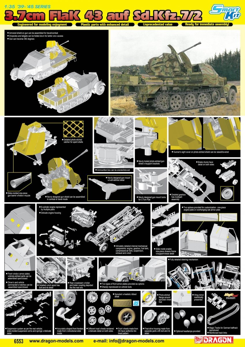 Dragon 6553 3.7cm FlaK 43 au Sd.Kfz.7/2 (1/35) – Bild 3