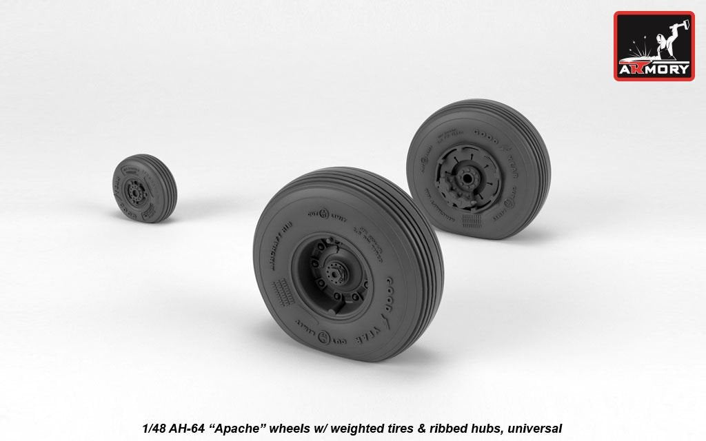 Roues Armory Models AW48331 AH-64 Apache avec pneus lestés, moyeux nervurés 1/48