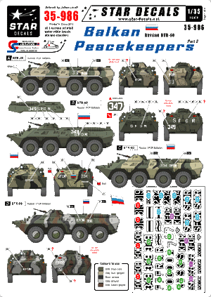 Star Decals 35-986 Casques bleus des Balkans n° 2 BTR-80 russe 1/35