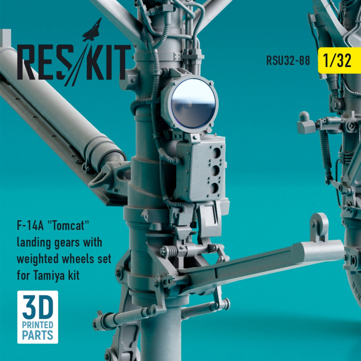 RESKIT RSU32-0088 Train d&amp;#39;atterrissage F-14A « TOMCAT » avec roues lestées pour maquette Tamiya (impression 3D) 1/32 – image 3