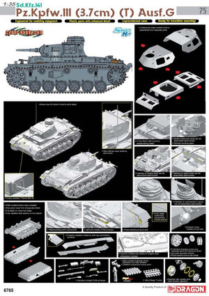 Cyber ​​​​Hobby 6765 Sd.Kfz.141 Pz.Kpfw.III (3,7 cm) (T) Ausf.G (1/35) – immagine 2