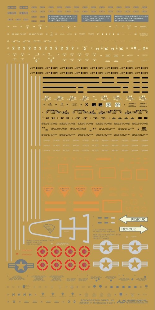 HobbyDecal ST32026V1 Pochoirs F-16 4 ver 1 pour maquette Academy au 1/32