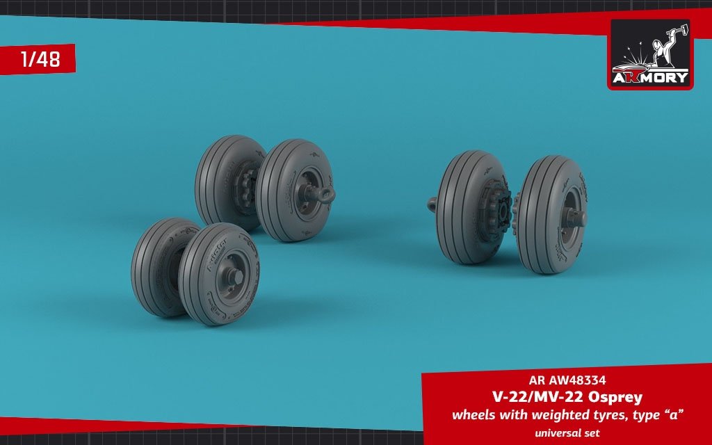Armory Models AW48334 Roues Osprey V-22/MV-22 avec pneus lestés type « a » 1/48 – image 4